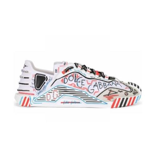 Dolce & Gabbana Vita Nylon Sneakers med Mockadetaljer Multicolor, Herr