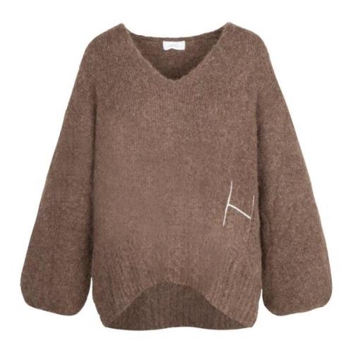 Hést Oversized V-ringad Sweater Brown, Dam