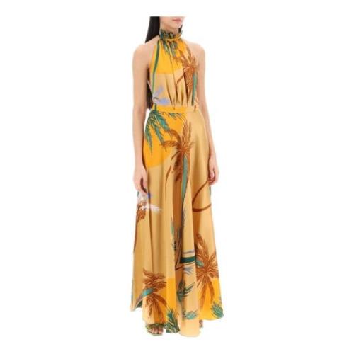 Raquel Diniz Silke Palm Print Maxi Klänning Multicolor, Dam