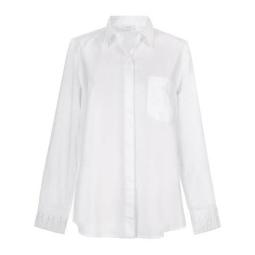 Hést Klassisk Poplin Vävd Blus Vit White, Dam