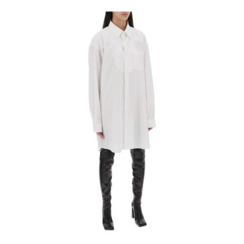 Maison Margiela Bomull Poplin Chemisier Klänning White, Dam