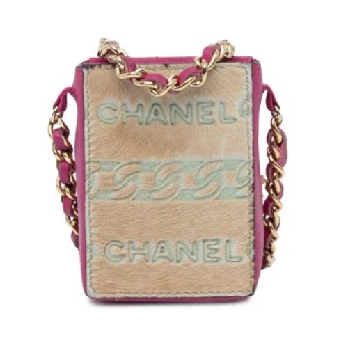 Chanel Vintage Pre-owned Tyg crossbodyvskor Beige, Dam