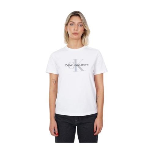 Calvin Klein Vit Logotyp Bomull T-shirt White, Dam