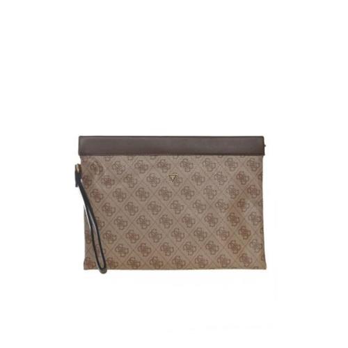 Guess Monogram PU läder clutch - Logo Beige, Herr