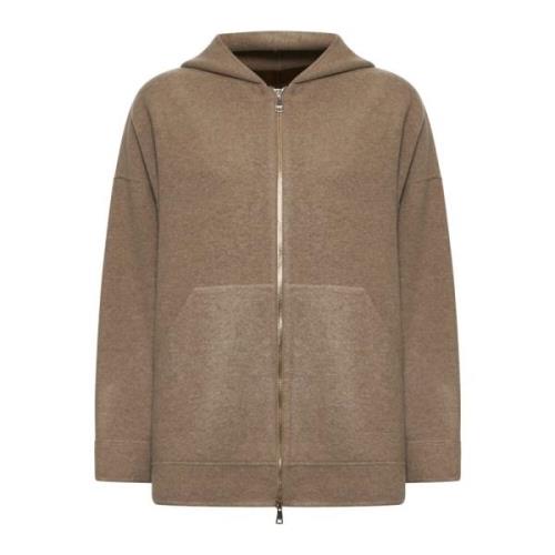 Max Mara Hasselnöt Ull Kashmir Blandad Stickad Hoodie Brown, Dam