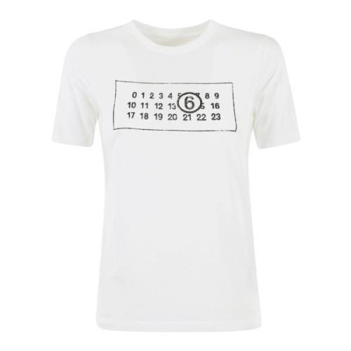 MM6 Maison Margiela Avslappnad Bomull T-shirt White, Dam