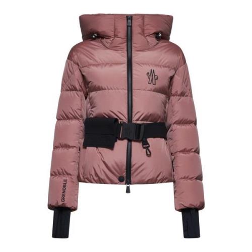 Moncler Rosa Quiltad Dunjacka med Huva Pink, Dam