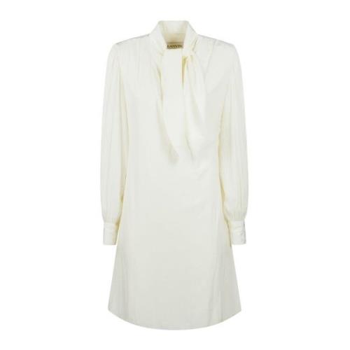 Lanvin Flowy Lavalliere Krage Klänning White, Dam