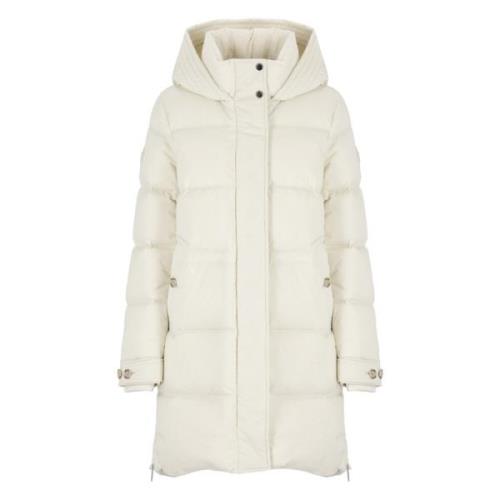 Woolrich Ivory Parkas med Hög Krage och Huva Beige, Dam