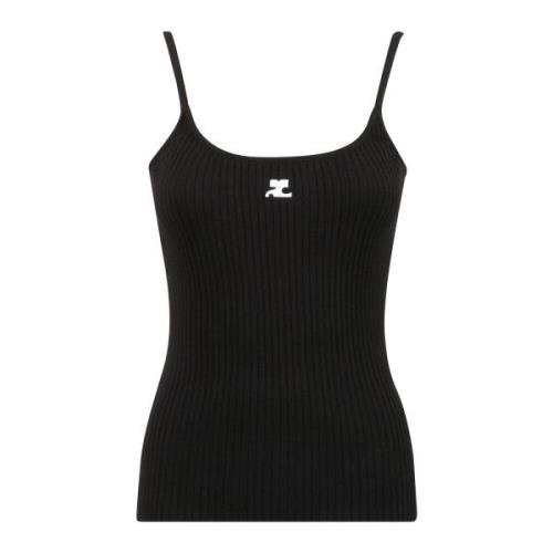 Courrèges Stickad Tanktop Black, Dam