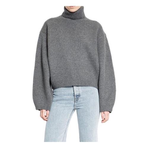 TotêMe Räfflad Turtleneck Gray, Dam