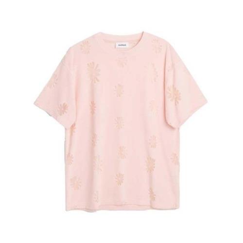 Soulland Blommig Sammet T-shirt i Rosa Pink, Dam