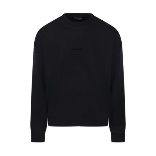 Emporio Armani Klassisk Rund Hals Sweatshirt i Svart Black, Herr