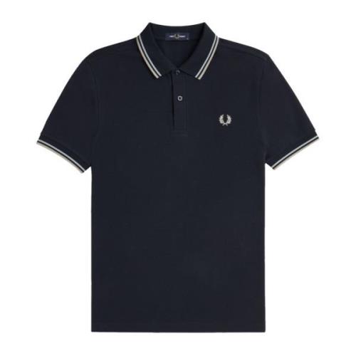 Fred Perry Twin Tipped Polo i Marinblå/Silver/Grå Blue, Herr