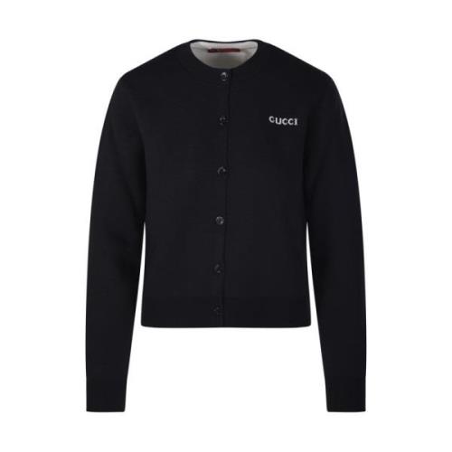 Gucci Svart Elfenben Cardigan Sweater Black, Dam