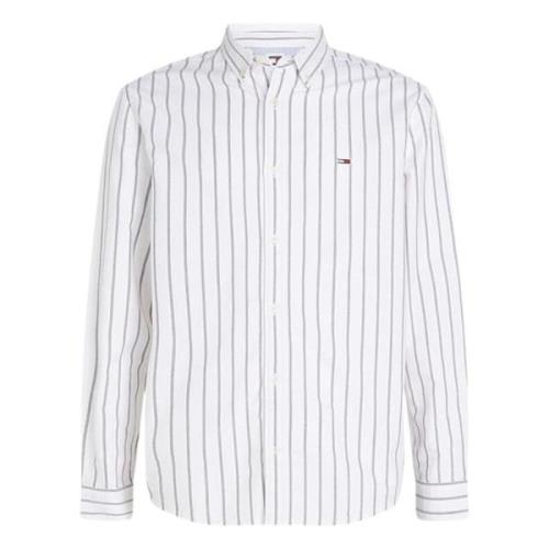 Tommy Hilfiger Vit Randig Skjorta med Liten Frontlogo White, Herr