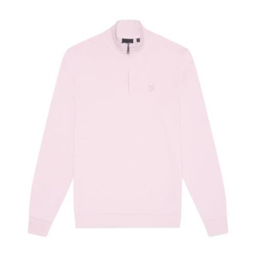 Lyle & Scott Mid Layers Tonal Eagle Quarter Zip Sweat Pink, Herr