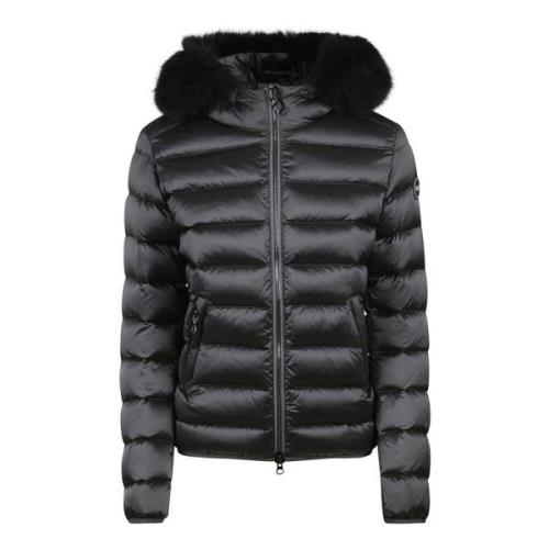 Colmar Tung Nylon Pufferjacka med Faux Fur Hood Black, Dam