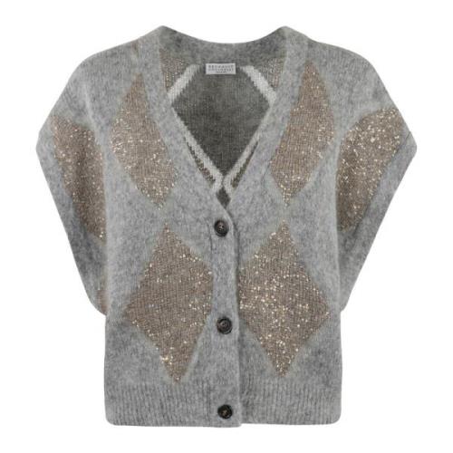 Brunello Cucinelli Stilren Cardigan för Kvinnor Gray, Dam