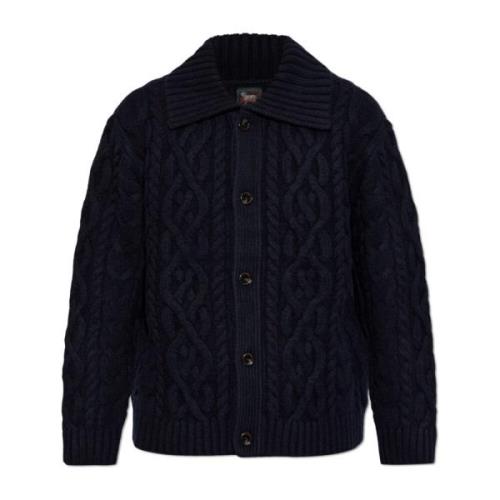 Woolrich Kofta med dekorativ stickning Blue, Herr