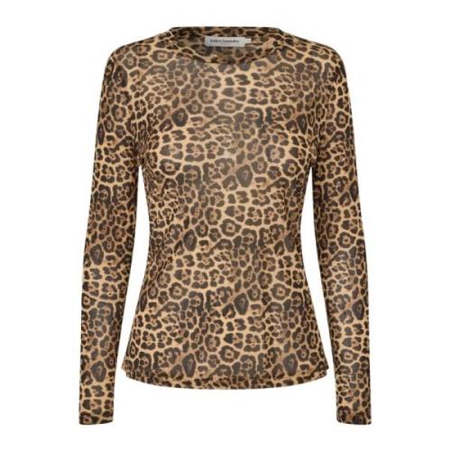 Lollys Laundry Leopardmönstrad Mesh Blus Brown, Dam