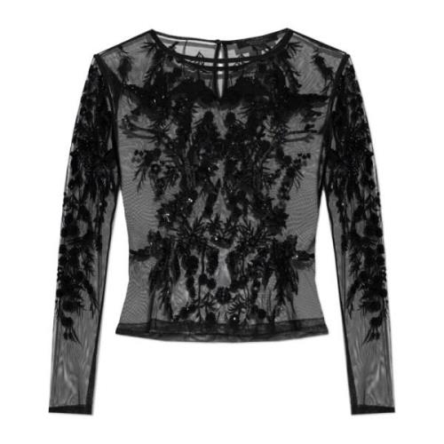 AllSaints Top Greta med skimrande paljetter Black, Dam