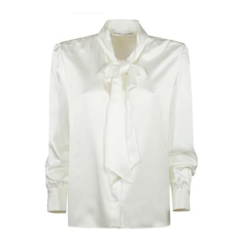 Alessandra Rich Slips Sidensatin Blus White, Dam