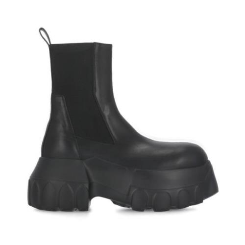 Rick Owens Svarta Läder Chelsea Boots Black, Herr