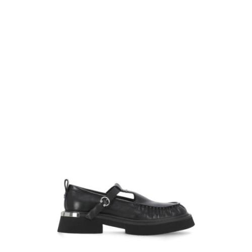 Cult Svarta läderloafers med spänneförslutning Black, Dam