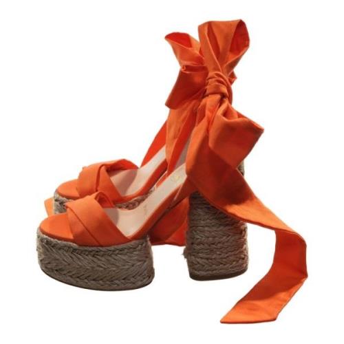 Christian Louboutin Orange Öken Wrap High Heel Kilklackar Orange, Dam