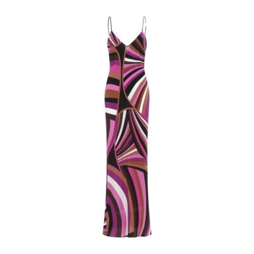 Emilio Pucci Fuchsia Brun Lång Klänning Multicolor, Dam