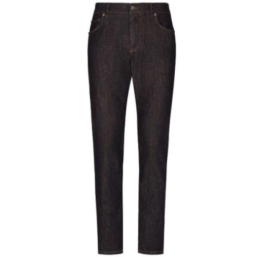 Dolce & Gabbana Indigo Blå Straight Leg Jeans Black, Herr