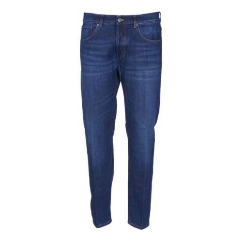 Dondup Mörkblå Jeans, Faded Effekt, Tapered Leg Blue, Herr