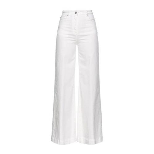 Pinko Vita Bomullsblandade Wide Leg Byxor White, Dam