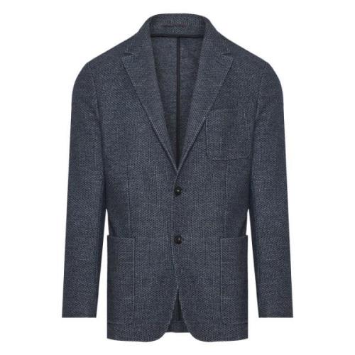 Canali Italiensk Bomulls/Ulljacka med Knappar Blue, Herr