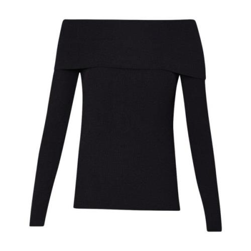 Liu Jo Svart Ribbstickad Off-Shoulder Topp Black, Dam