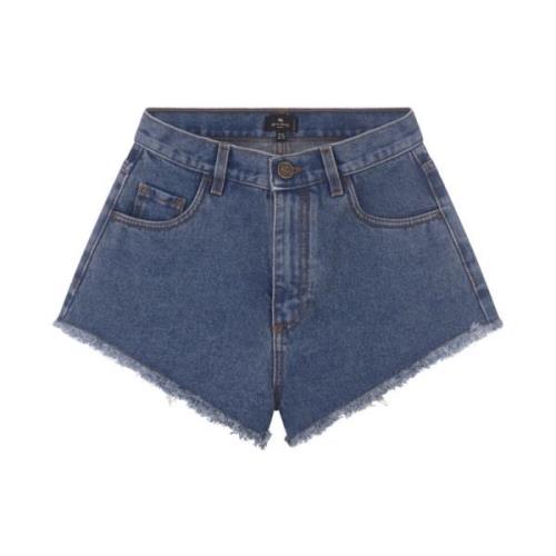 Etro Blå Denim Shorts med Kontrastsömn Blue, Dam