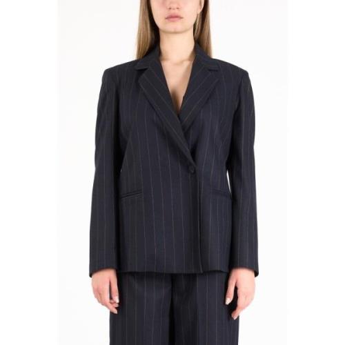 Actualee Dubbelknäppt pinstripad jacka Blue, Dam