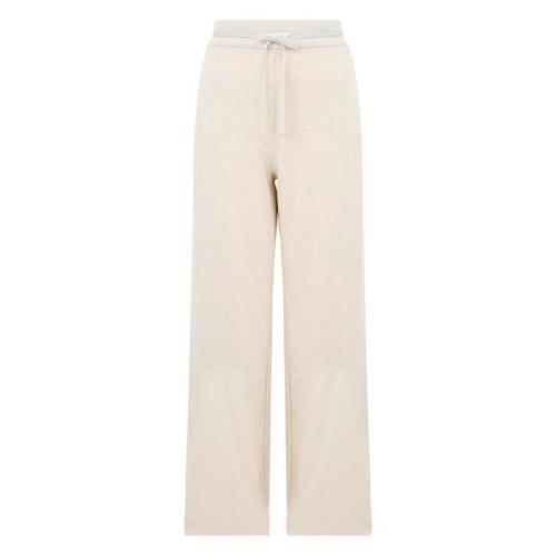 D.Exterior Vita Wide-leg Byxor med Elastisk Midja White, Dam