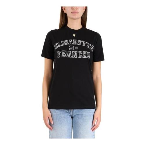 Elisabetta Franchi Logo Print Jersey T-shirt Black, Dam