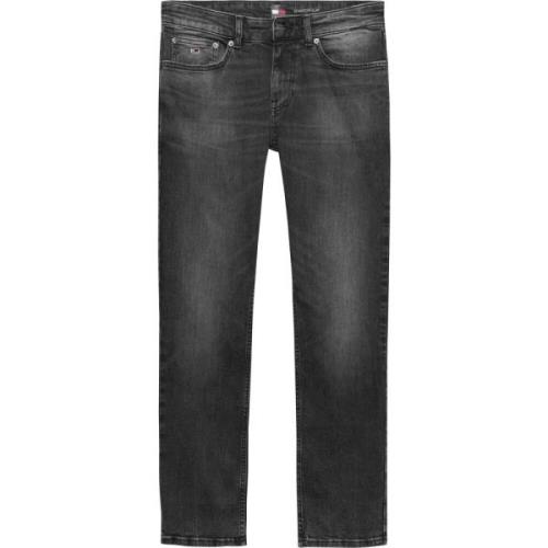 Tommy Jeans Svarta Slim Fit Jeans med Distressed Look Black, Herr