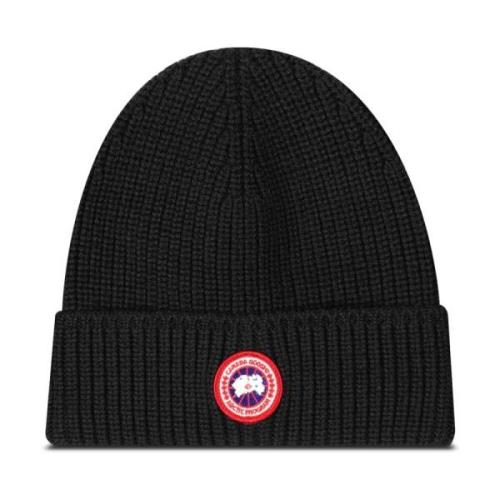 Canada Goose Logo-Patch Ull Beanie Mössa Black, Herr