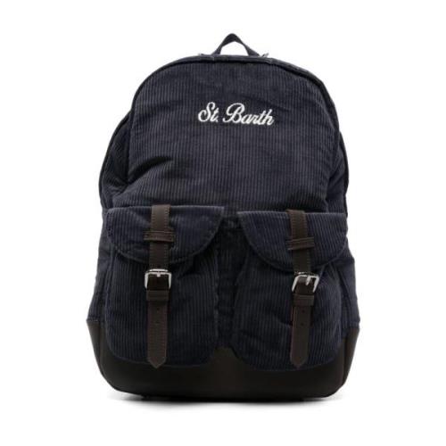 MC2 Saint Barth Blå Corduroy Panelled Ryggsäck Blue, Herr