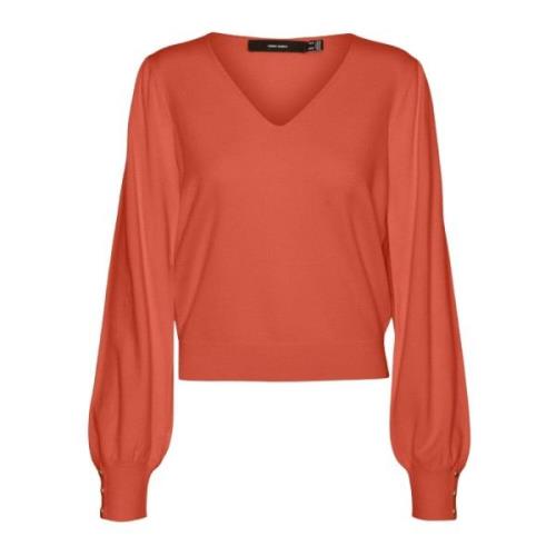 Vero Moda Orange V-ringad Stickat för Kvinnor Orange, Dam