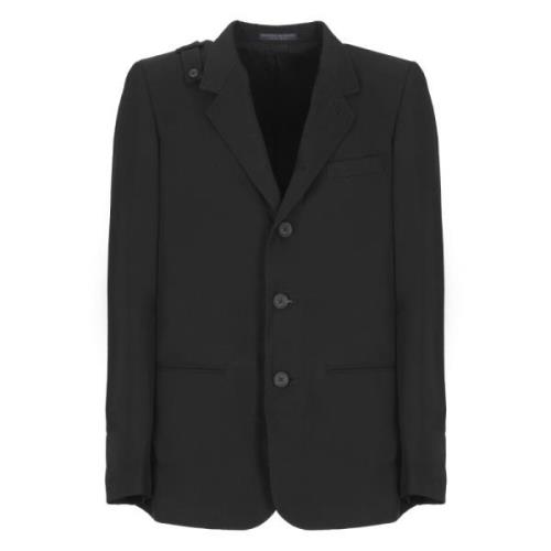 Yohji Yamamoto Svart Ulljacka Peak Revers Black, Herr