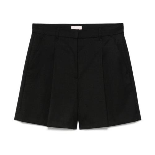 Liu Jo Svarta texturerade shorts med veckdetaljer Black, Dam