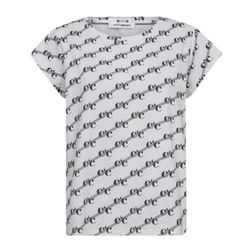 Co'Couture Logo Print Tee Top Vit White, Dam