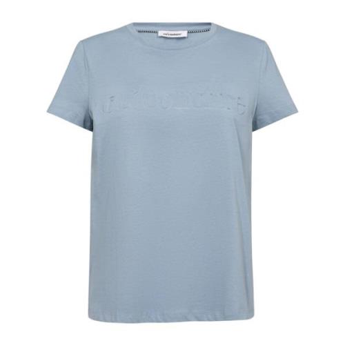 Co'Couture Embossedcc Logo Tee Top Blue, Dam