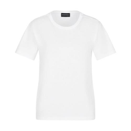 Emporio Armani Vit Bomull Rhinestone Crew Neck T-shirt White, Dam