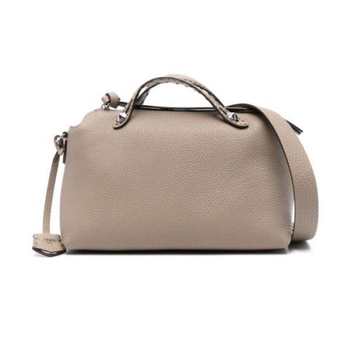 Fendi Spike Stud Olivbrun Läder Väska Beige, Dam